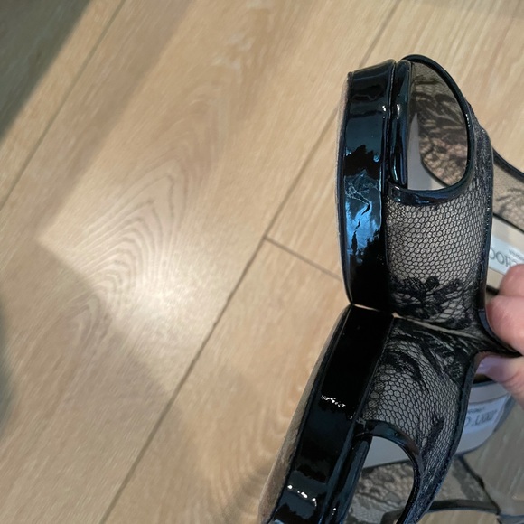 Jimmy Choo slingback peep toe black lace heel sz38 - Picture 8 of 9